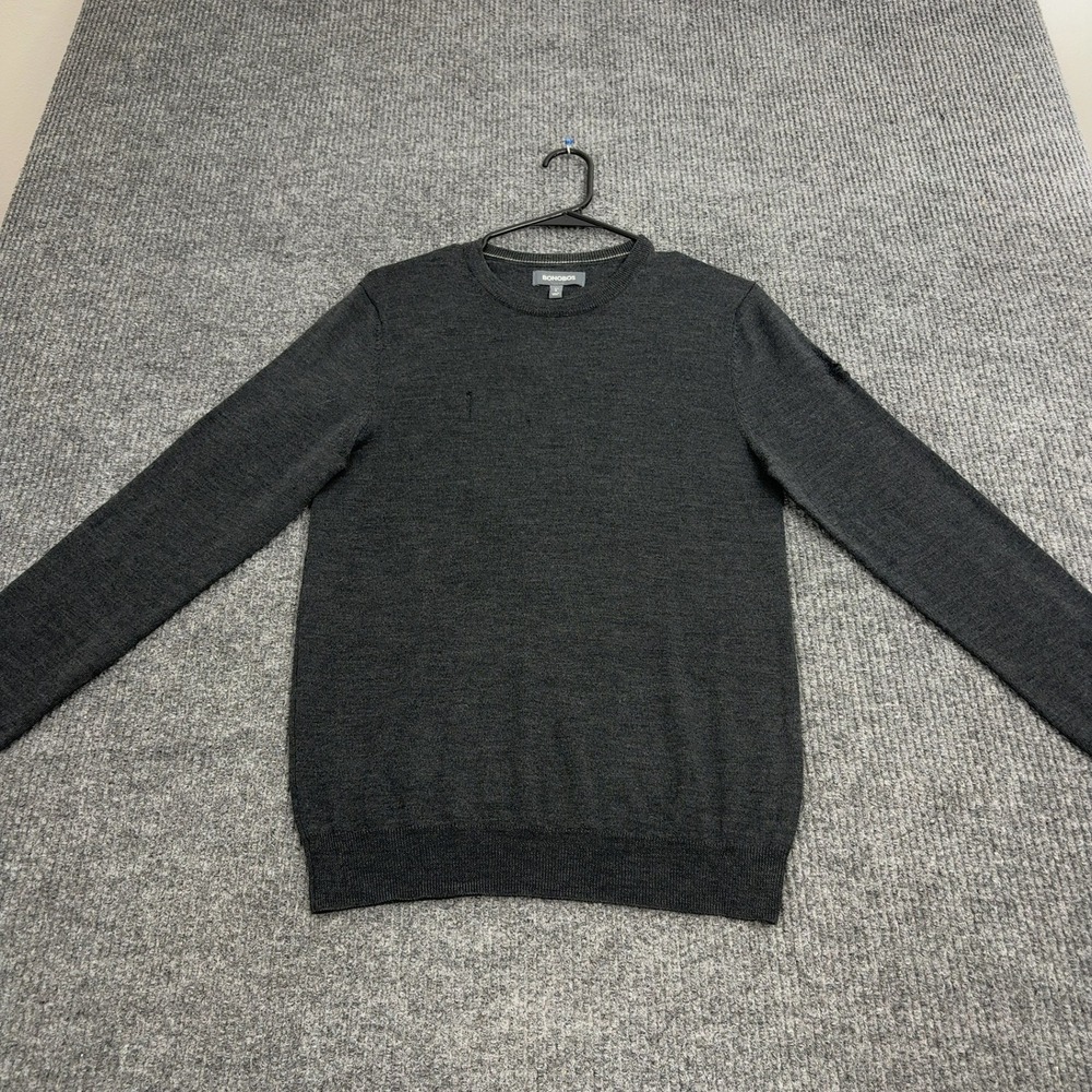 Bonobos Sweater Mens‎ S Charcoal Grey 100% Merino Wool Slim Fit Crew Neck Casual